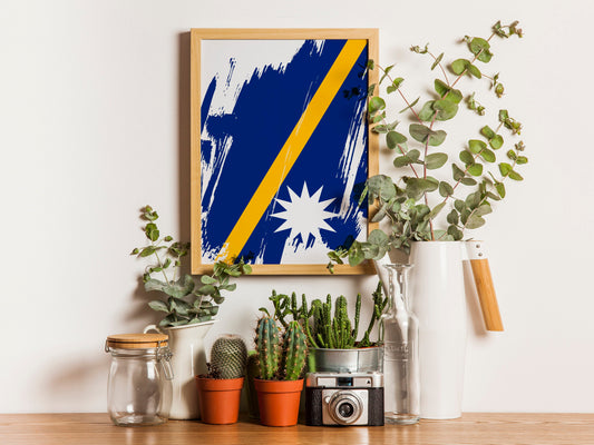 Nauru Flag Print | Nauru Poster | Nauru Wall art print | Nauru Home Decoration | Unframed