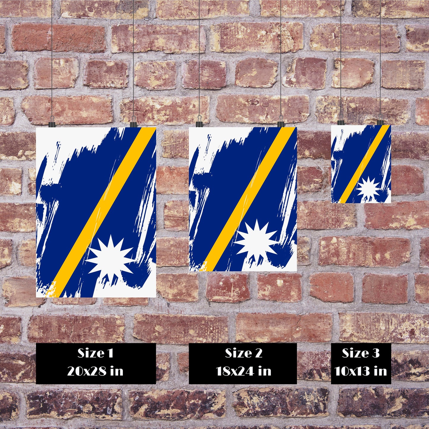 Nauru Flag Print | Nauru Poster | Nauru Wall art print | Nauru Home Decoration | Unframed