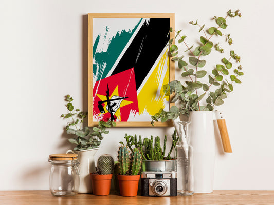 Mozambique Flag Print | Mozambique Poster | Mozambique Wall art print | Mozambique Home Decoration | Unframed