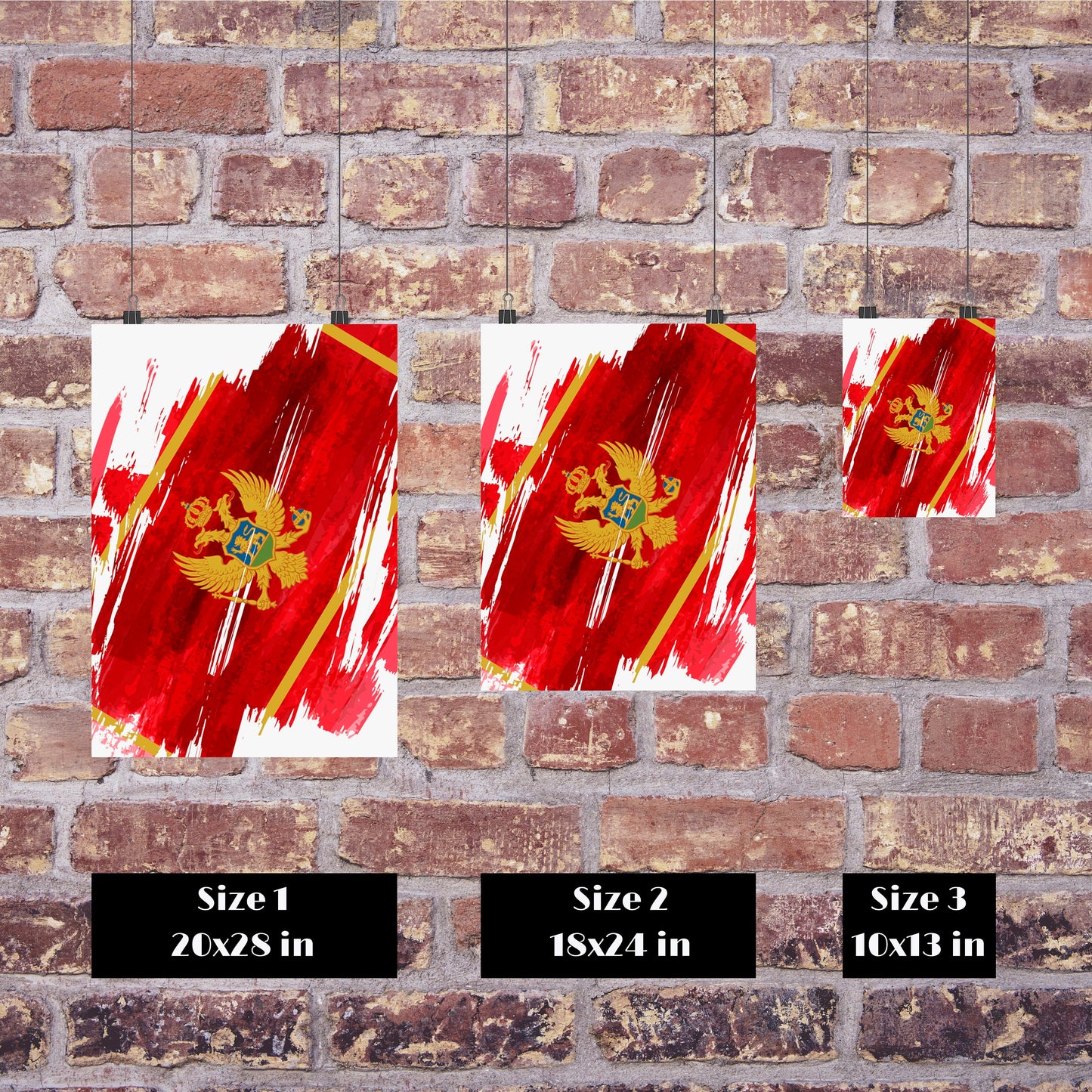 Montenegro Flag Print | Montenegro Poster | Montenegro Wall art print | Montenegro Home Decoration | Unframed