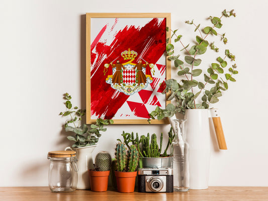 Monaco Flag Print | Monaco Poster | Monaco Wall art print | Monaco Home Decoration | Unframed