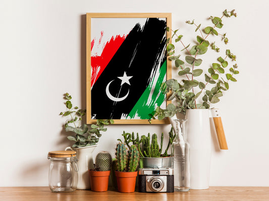 Libya Flag Print | Libya Poster | Libya Wall art print | Libya Home Decoration | Unframed