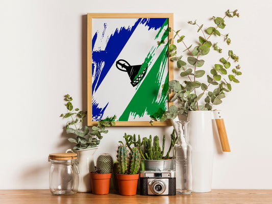 Lesotho Flag Print | Lesotho Poster | Lesotho Wall art print | Lesotho Home Decoration | Unframed