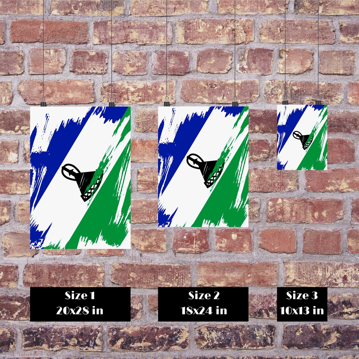 Lesotho Flag Print | Lesotho Poster | Lesotho Wall art print | Lesotho Home Decoration | Unframed