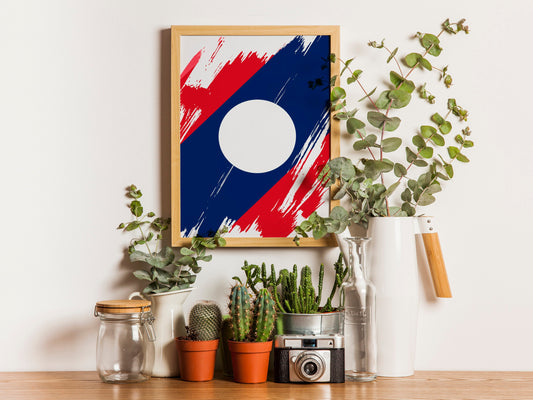 Laos Flag Print | Laos Poster | Laos Wall art print | Laos Home Decoration | Unframed