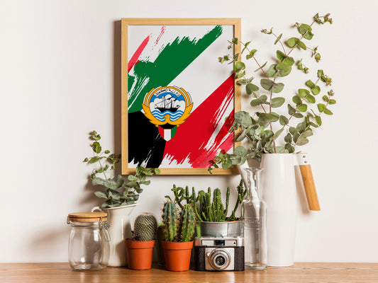 Kuwait Flag Print | Kuwait Poster | Kuwait Wall art print | Kuwait Home Decoration | Unframed