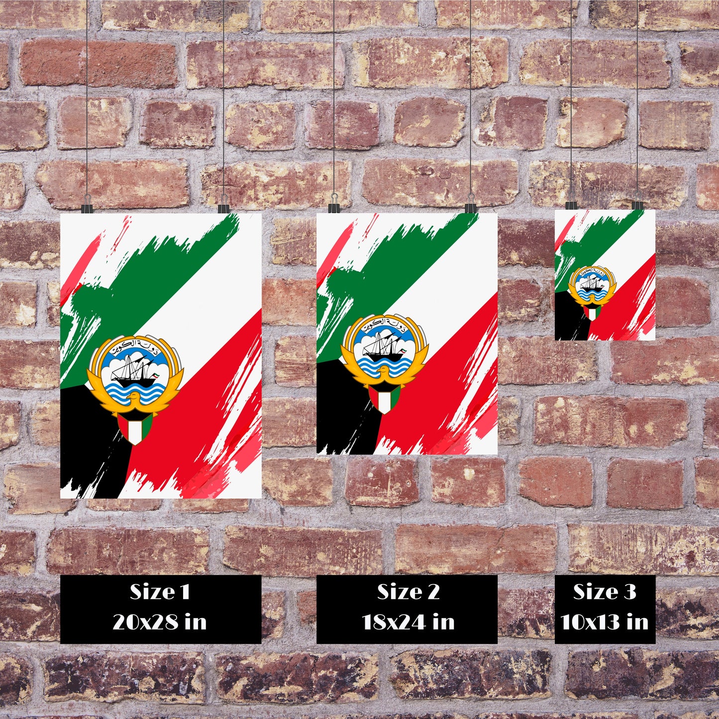 Kuwait Flag Print | Kuwait Poster | Kuwait Wall art print | Kuwait Home Decoration | Unframed