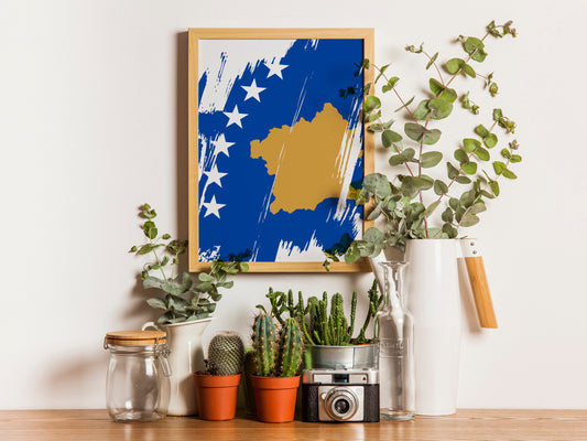 Kosovo Flag Print | Kosovo Poster | Kosovo Wall art print | Kosovo Home Decoration | Unframed