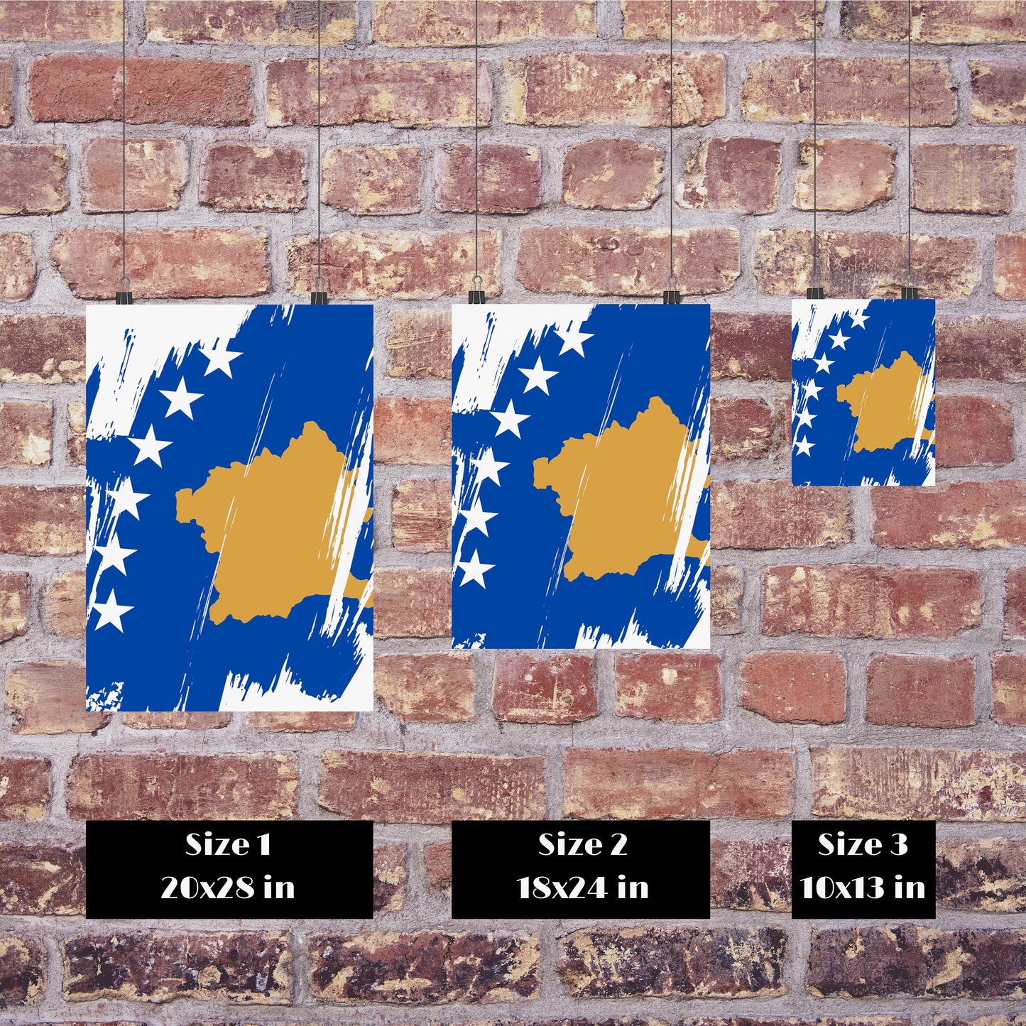 Kosovo Flag Print | Kosovo Poster | Kosovo Wall art print | Kosovo Home Decoration | Unframed