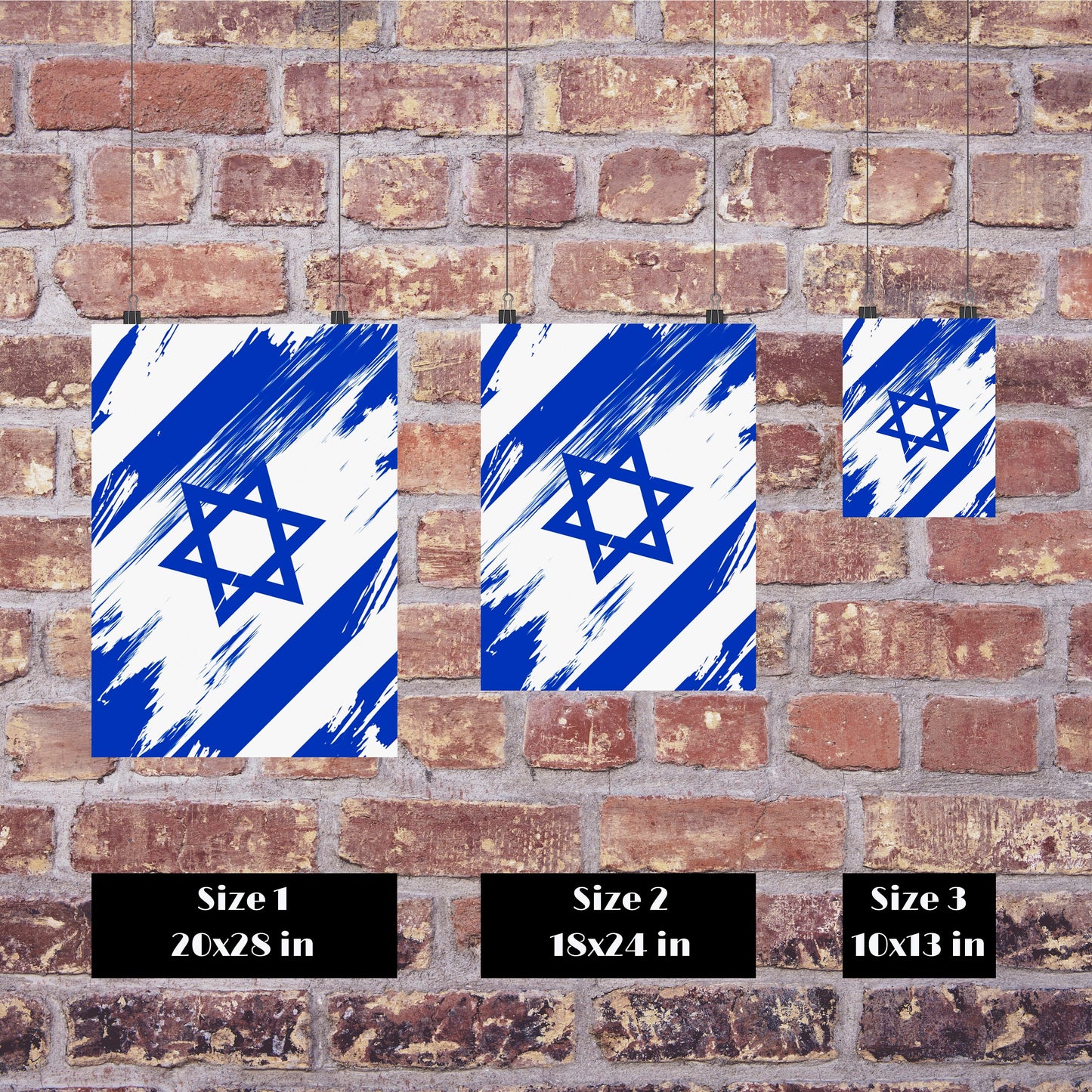 Israel Flag Print | Israel Poster | Israel Wall art print | Israel Home Decoration | Unframed