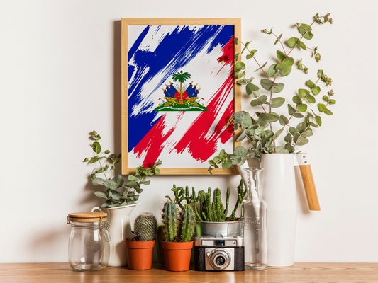 Haiti Flag Print | Haiti Poster | Haiti Wall art print | Haiti Home Decoration | Unframed