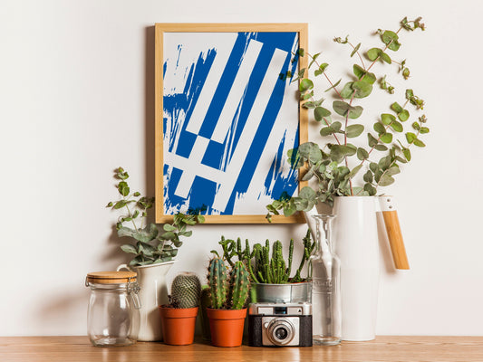 Greece Flag Print | Greece Poster | Greece Wall art print | Greece Home Decoration | Unframed