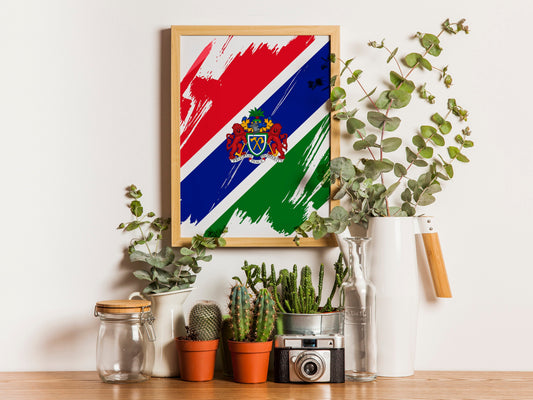 Gambia Flag Print | Gambia Poster | Gambia Wall art print | Gambia Home Decoration | Unframed