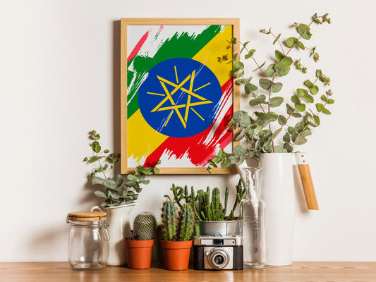 Ethiopia Flag Print | Ethiopia Poster | Ethiopia Wall art print | Ethiopia Home Decoration | Unframed