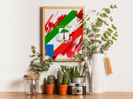 Equatorial Guinea Flag Print | Equatorial Guinea Poster | Equatorial Guinea Wall art print | Equatorial Guinea Home Decoration | Unframed