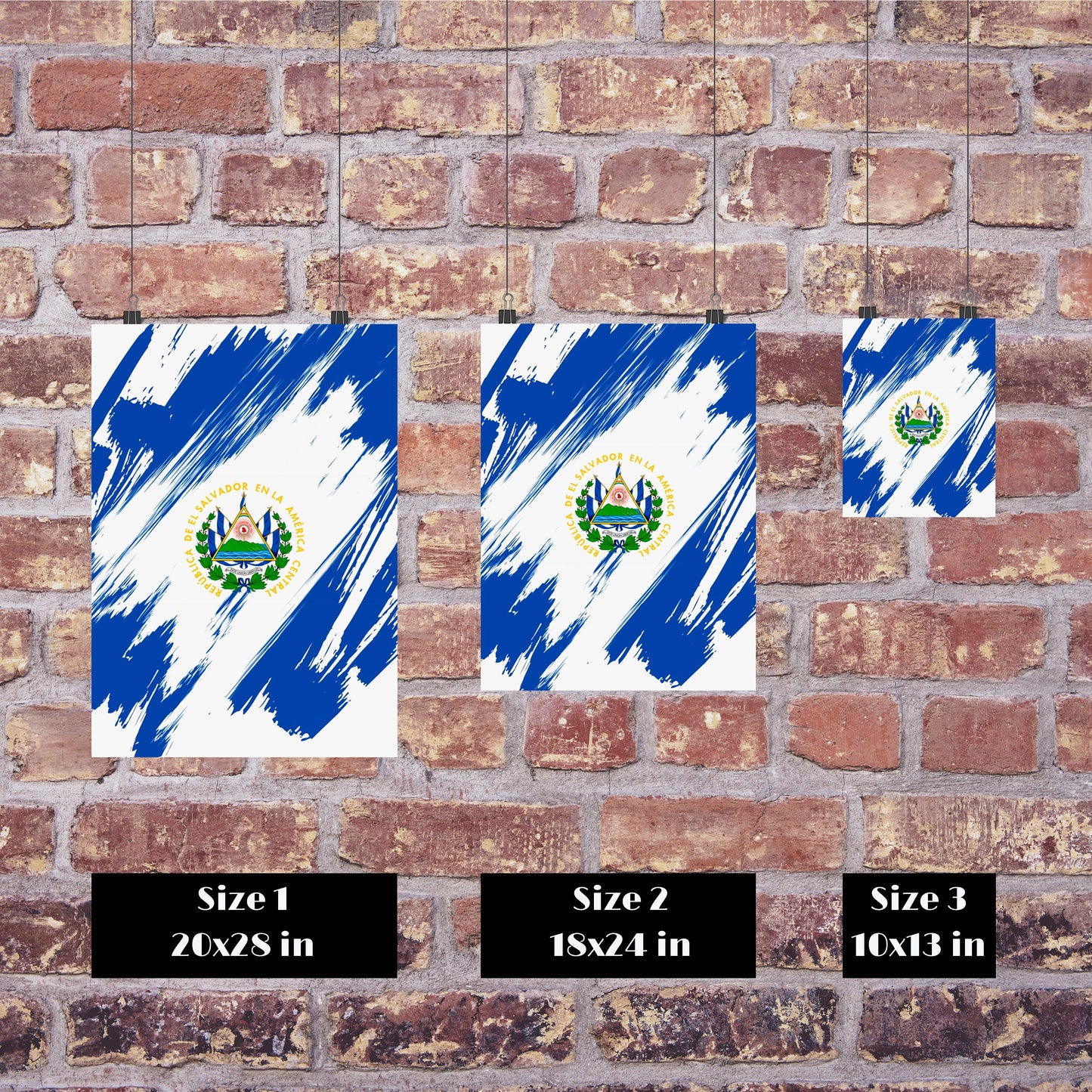 El Salvador Flag Print | El Salvador Poster | El Salvador Wall art print | El Salvador Home Decoration | Unframed