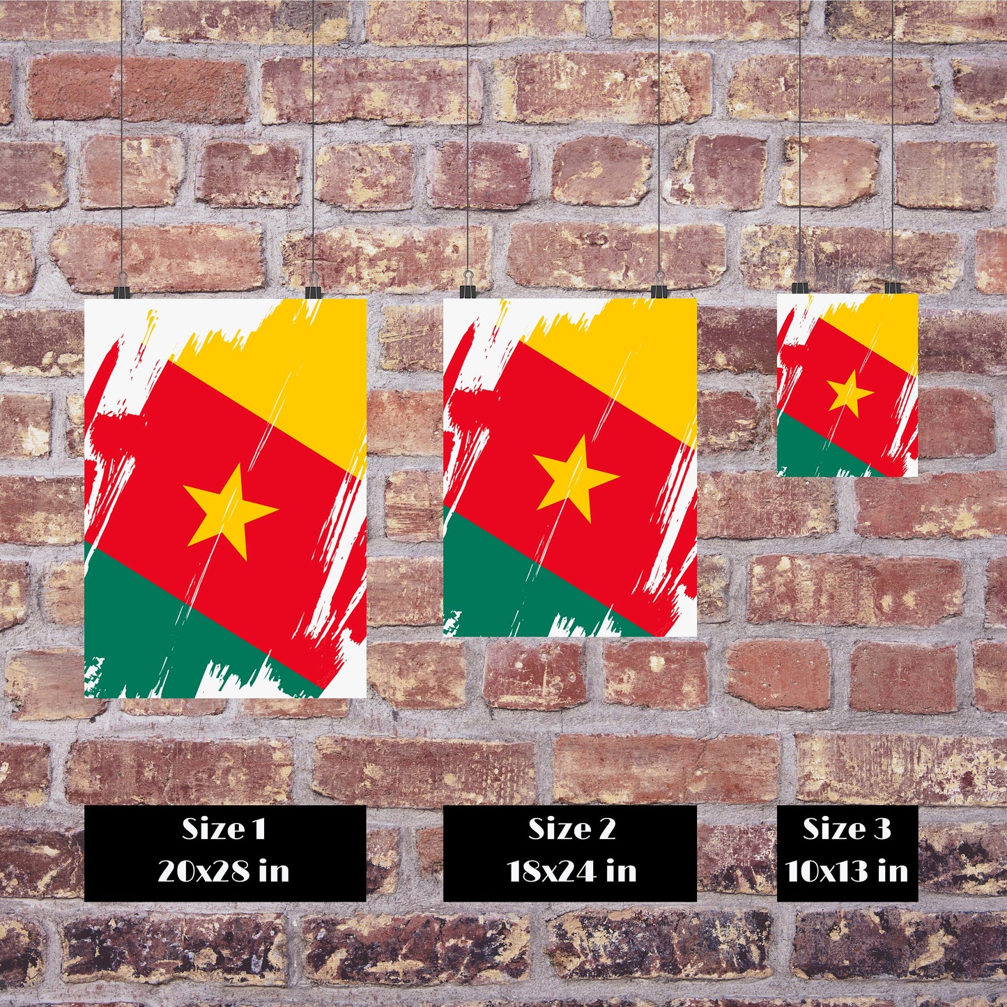 Cameroon Flag Print | Cameroon Poster | Cameroon Wall art print | Cameroon Home Decoration | Unframed