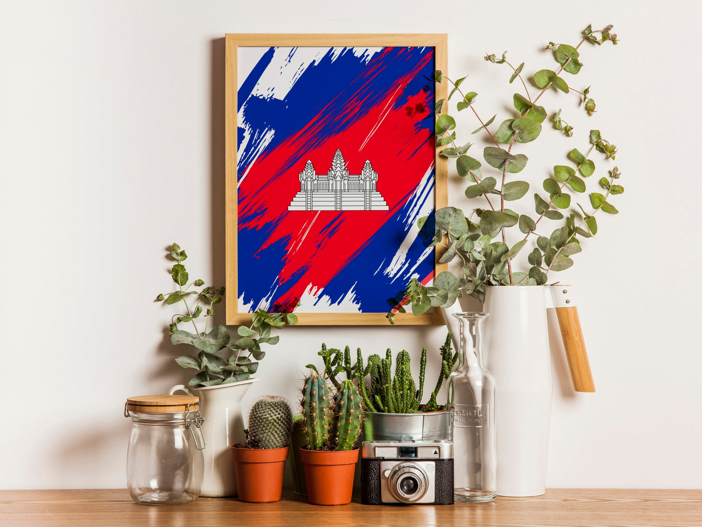 Cambodia Flag Print | Cambodia Poster | Cambodia Wall art print | Cambodia Home Decoration | Unframed