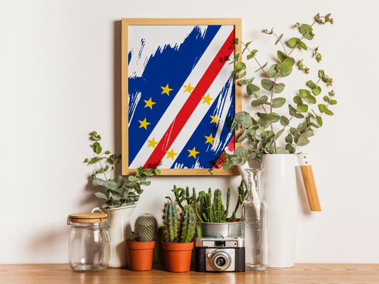 Cabo Verde Flag Print | Cabo Verde Poster | Cabo Verde Wall art print | Cabo Verde Home Decoration | Unframed