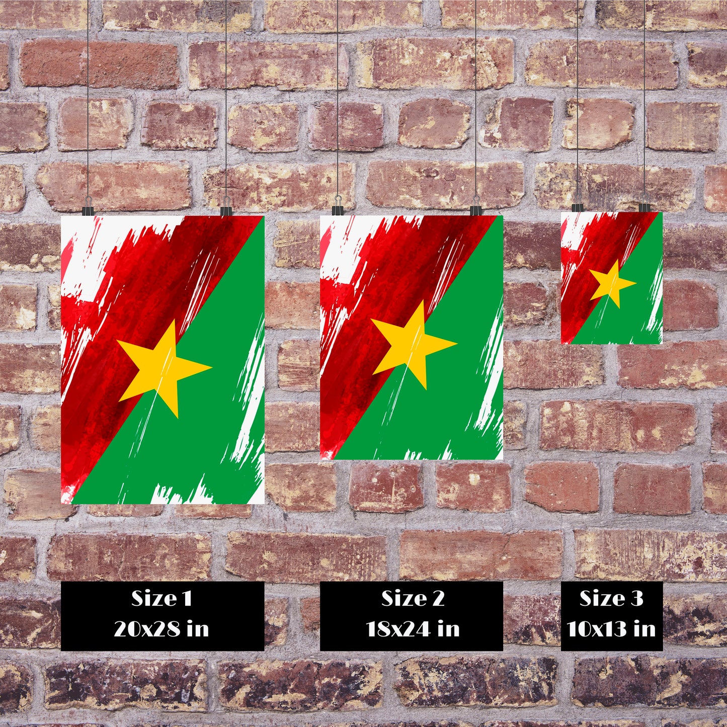 Burkina Faso Flag Print | Burkina Faso Poster | Burkina Faso Wall art print | Burkina Faso Home Decoration | Unframed