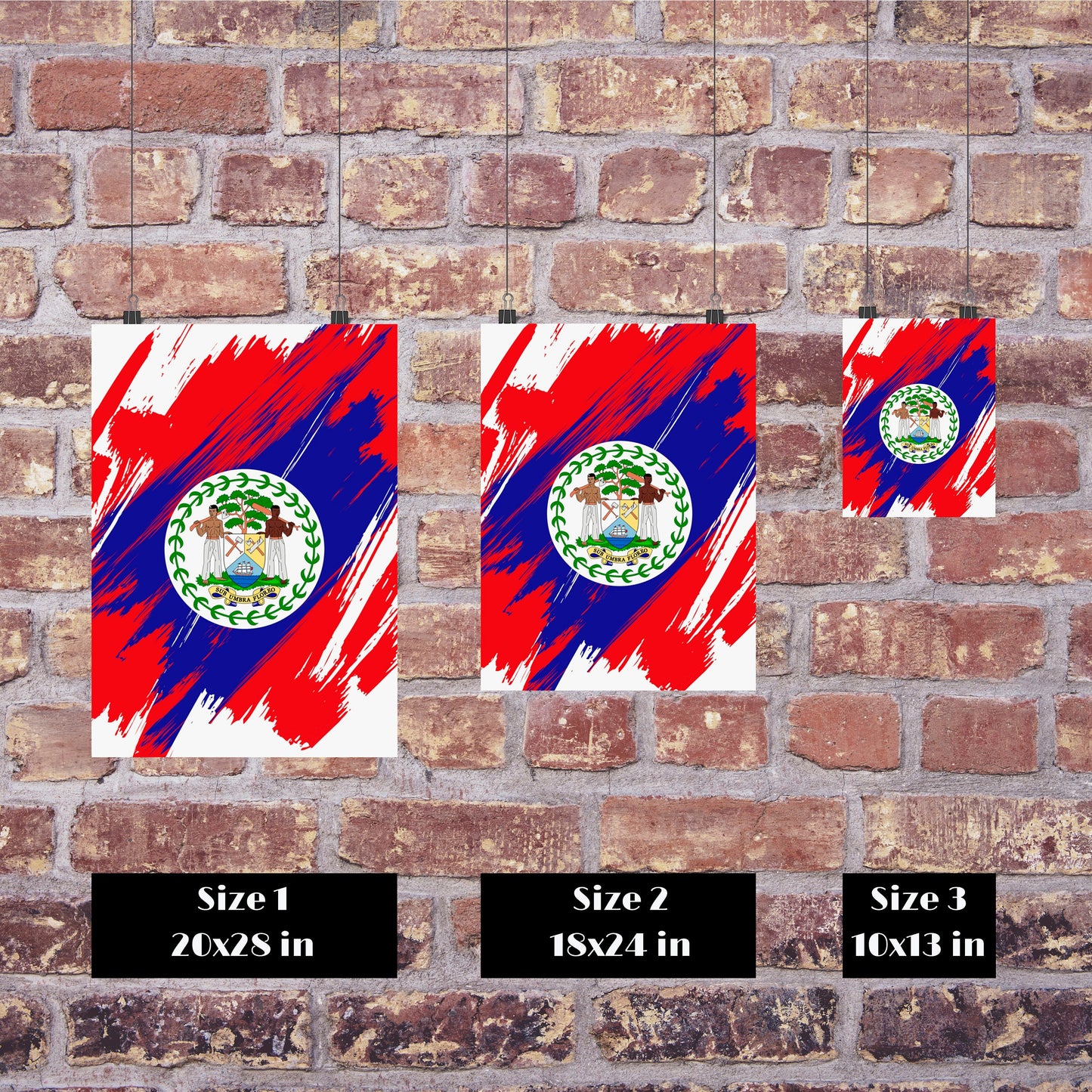 Belize Flag Print | Belize Poster | Belize Wall art print | Belize Home Decoration | Unframed