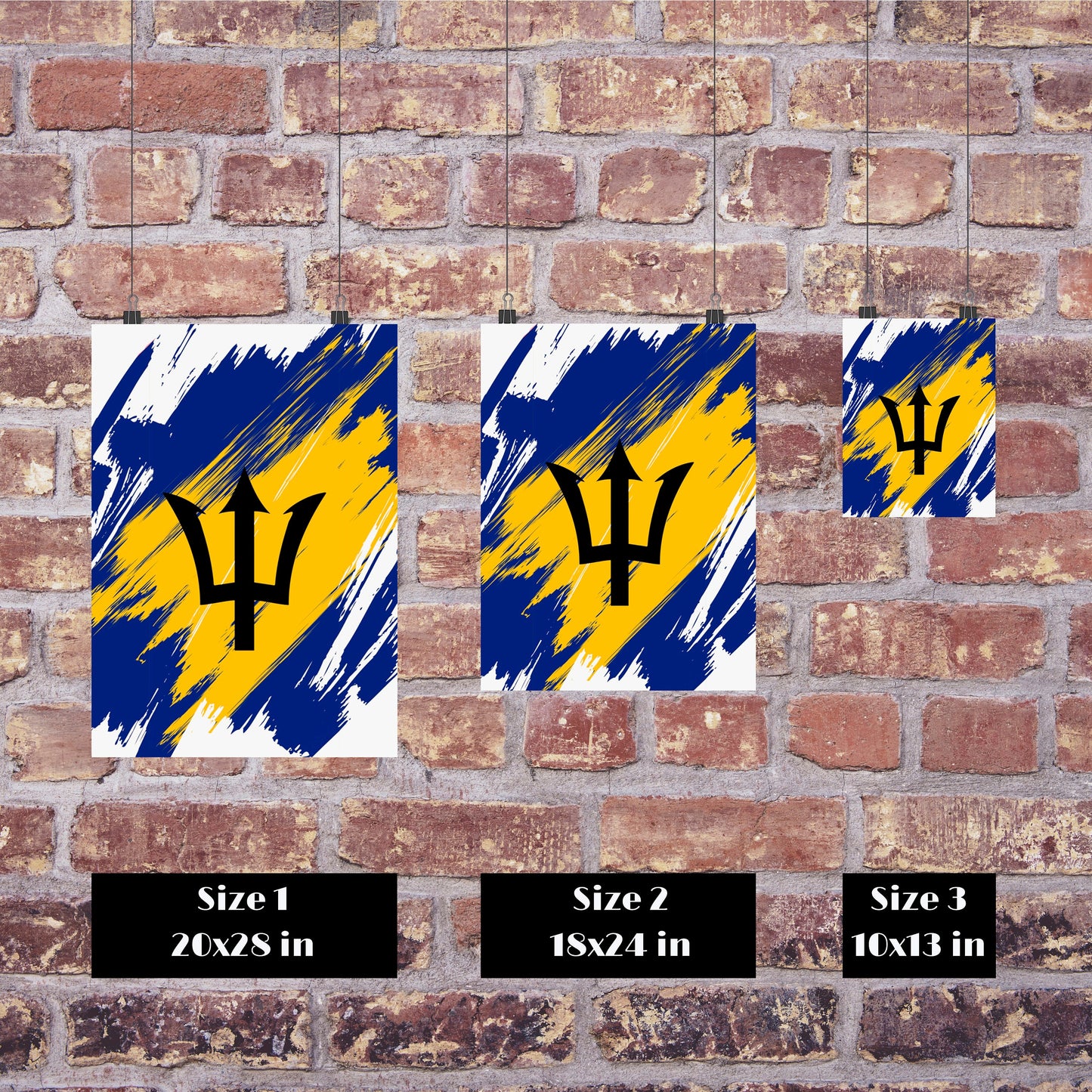 Barbados Flag Print | Barbados Poster | Barbados Wall art print | Barbados Home Decoration | Unframed