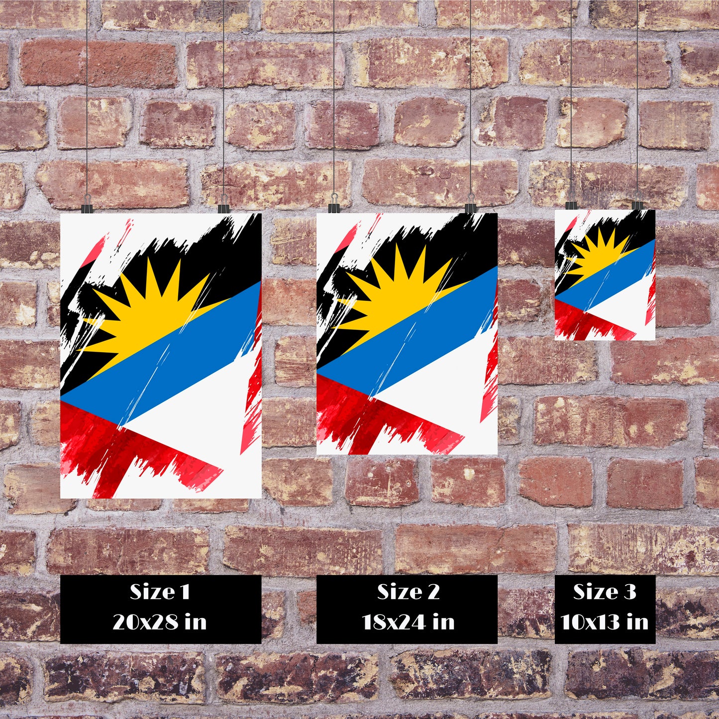 Antigua and Barbuda Flag Print | Antigua and Barbuda Poster | Antigua and Barbuda Wall Art | Antigua and Barbuda Home Decoration | Unframed