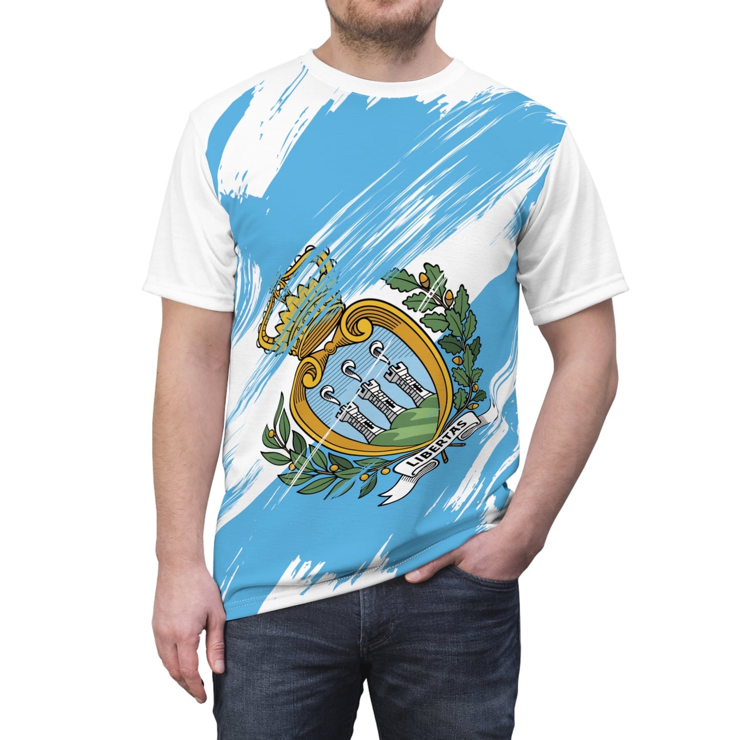 San Marino Flag T-shirt | San Marino T-shirt | All over print Unisex T-shirt with San Marino Flag