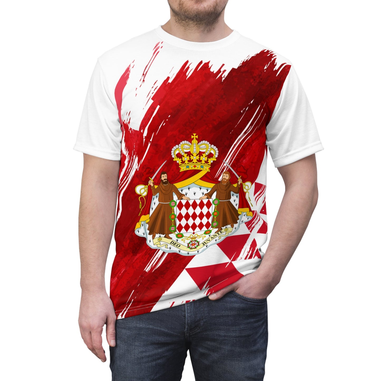 Monaco Flag T-shirt | Monaco T-shirt | All over print Unisex T-shirt with Monaco Flag