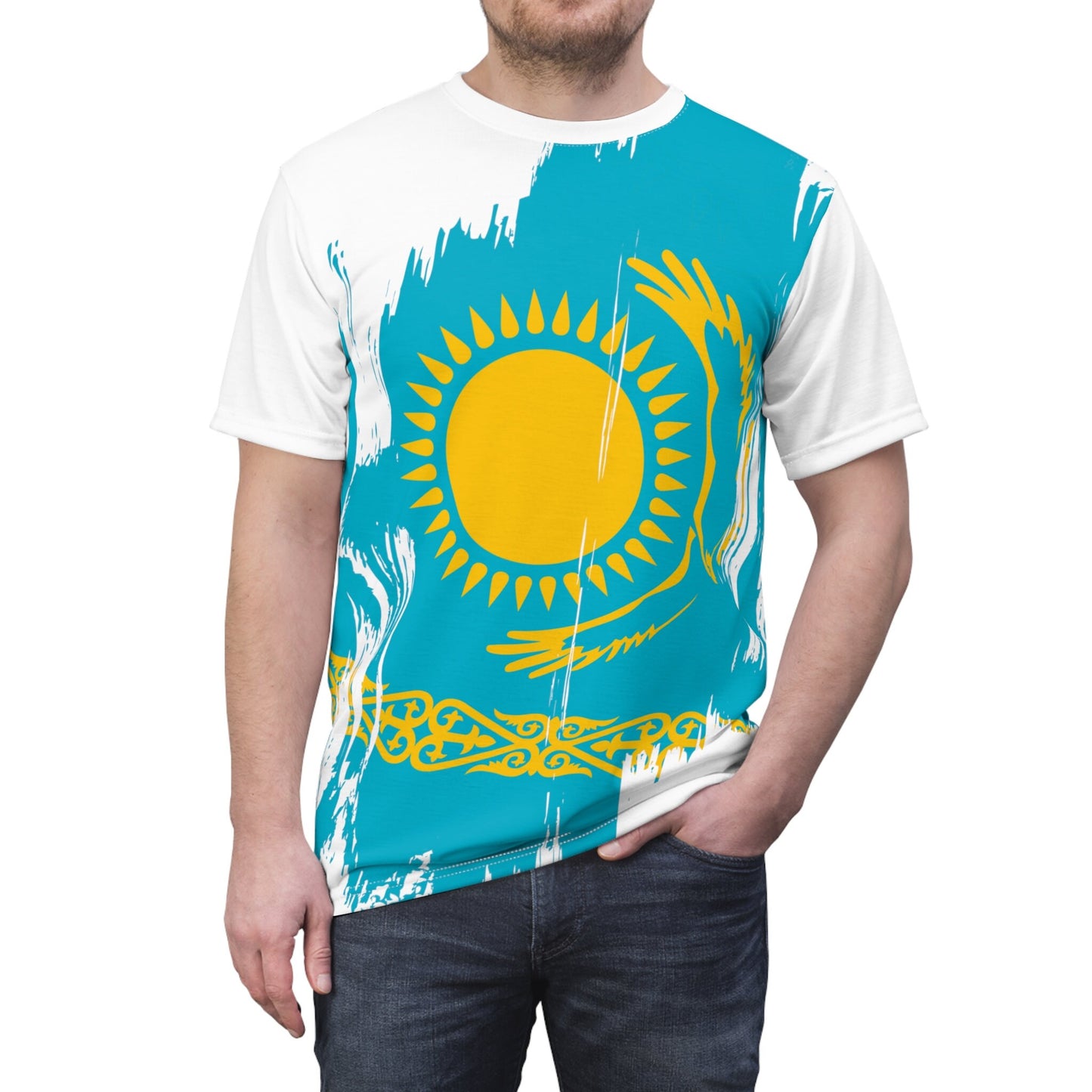 Kazakhstan Flag T-shirt | Kazakhstan T-shirt | All over print Unisex T-shirt with Kazakhstan Flag