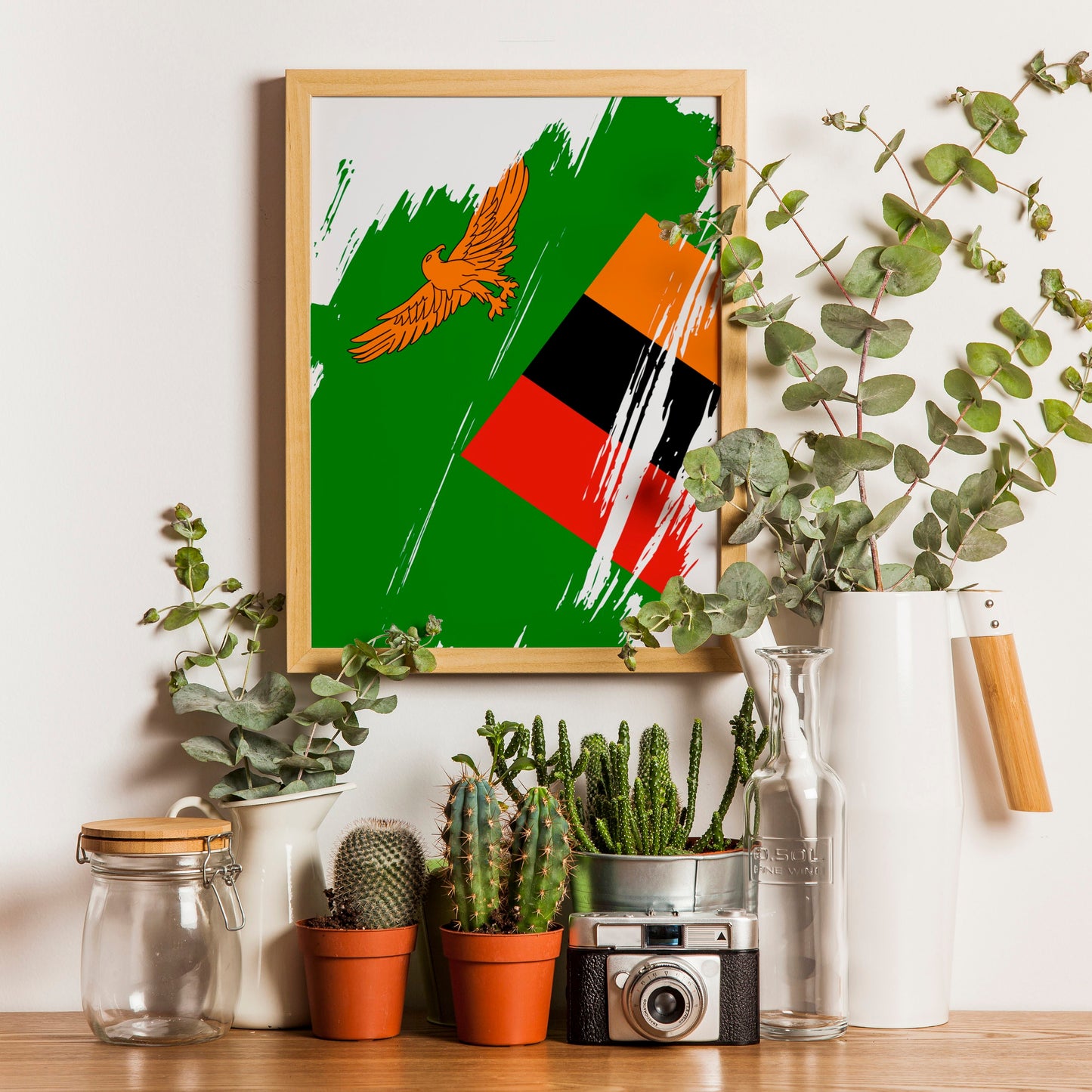 Zambia Flag Print | Zambia Poster | Zambia Wall art print | Zambia Home Decoration | Unframed