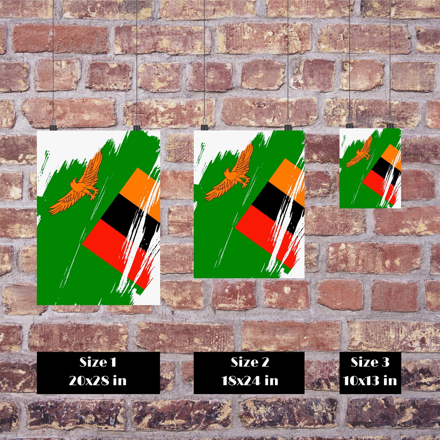 Zambia Flag Print | Zambia Poster | Zambia Wall art print | Zambia Home Decoration | Unframed