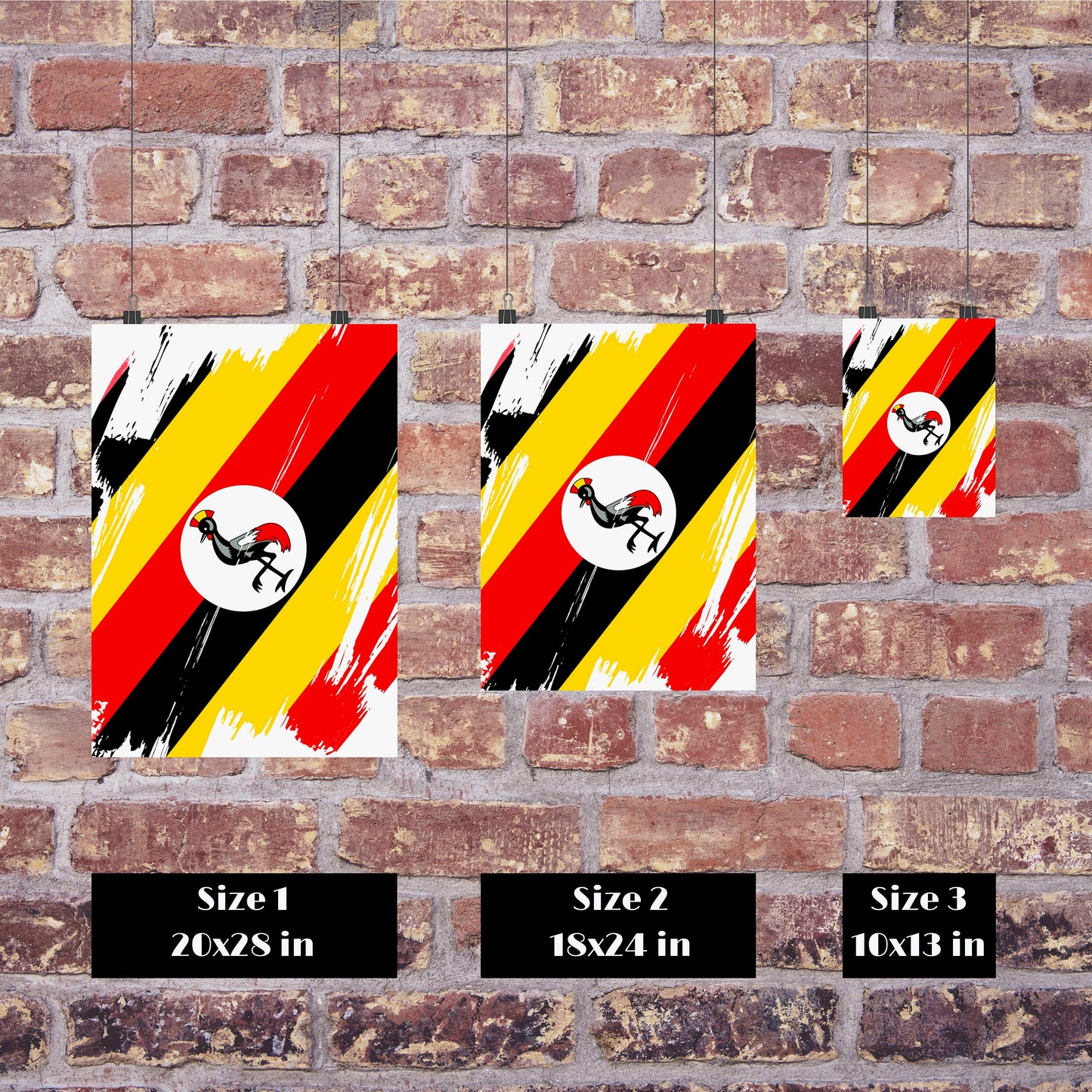 Uganda Flag Print | Uganda Poster | Uganda Wall art print | Uganda Home Decoration | Unframed