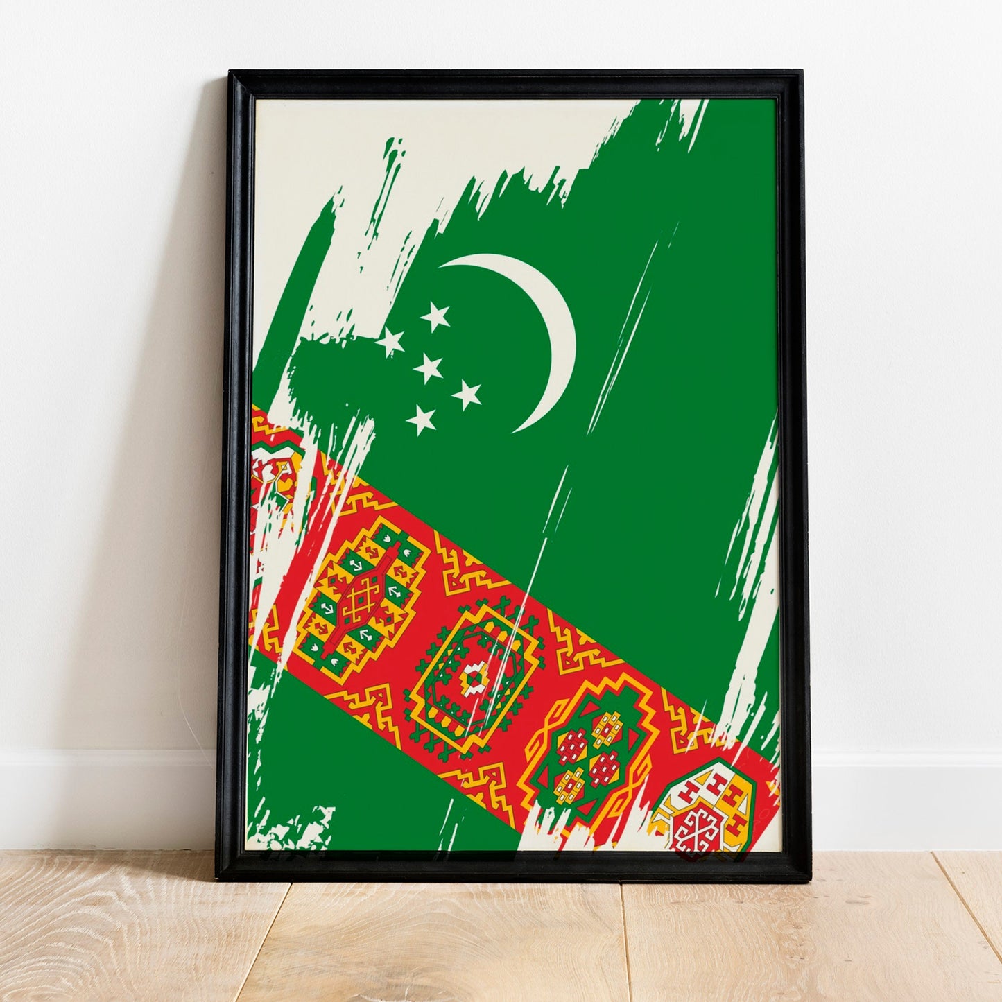 Turkmenistan Flag Print | Turkmenistan Poster | Turkmenistan Wall art print | Turkmenistan Home Decoration | Unframed