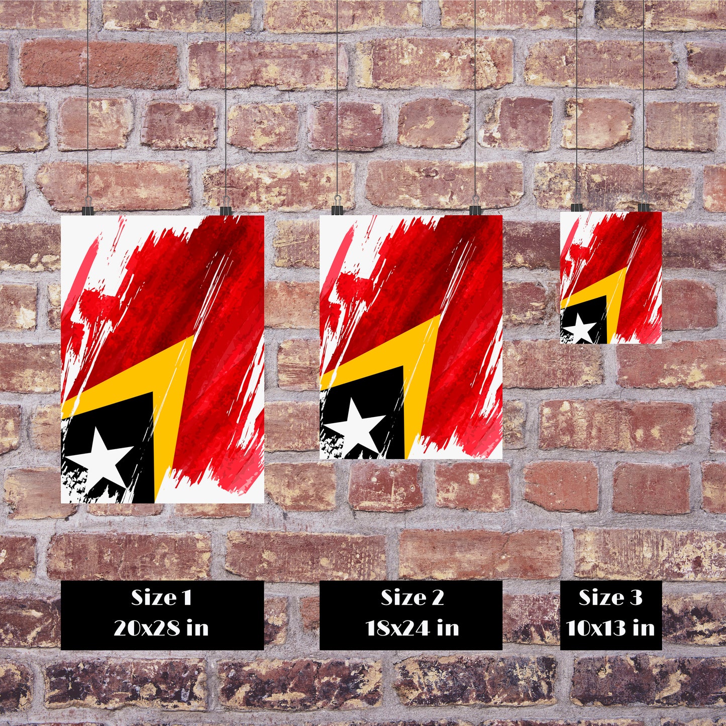 Timor-Leste Flag Print | Timor-Leste Poster | Timor-Leste Wall art print | Timor-Leste Home Decoration | Unframed