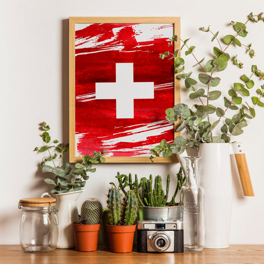 Switzerland Flag Print | Switzerland Poster | Switzerland Wall art print | Switzerland Home Decoration | Unframed