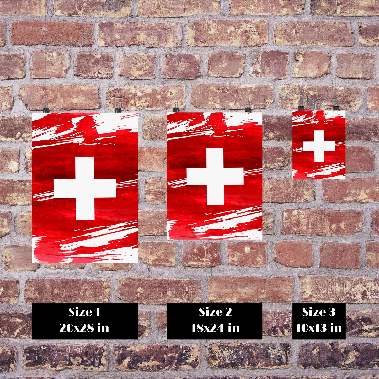 Switzerland Flag Print | Switzerland Poster | Switzerland Wall art print | Switzerland Home Decoration | Unframed