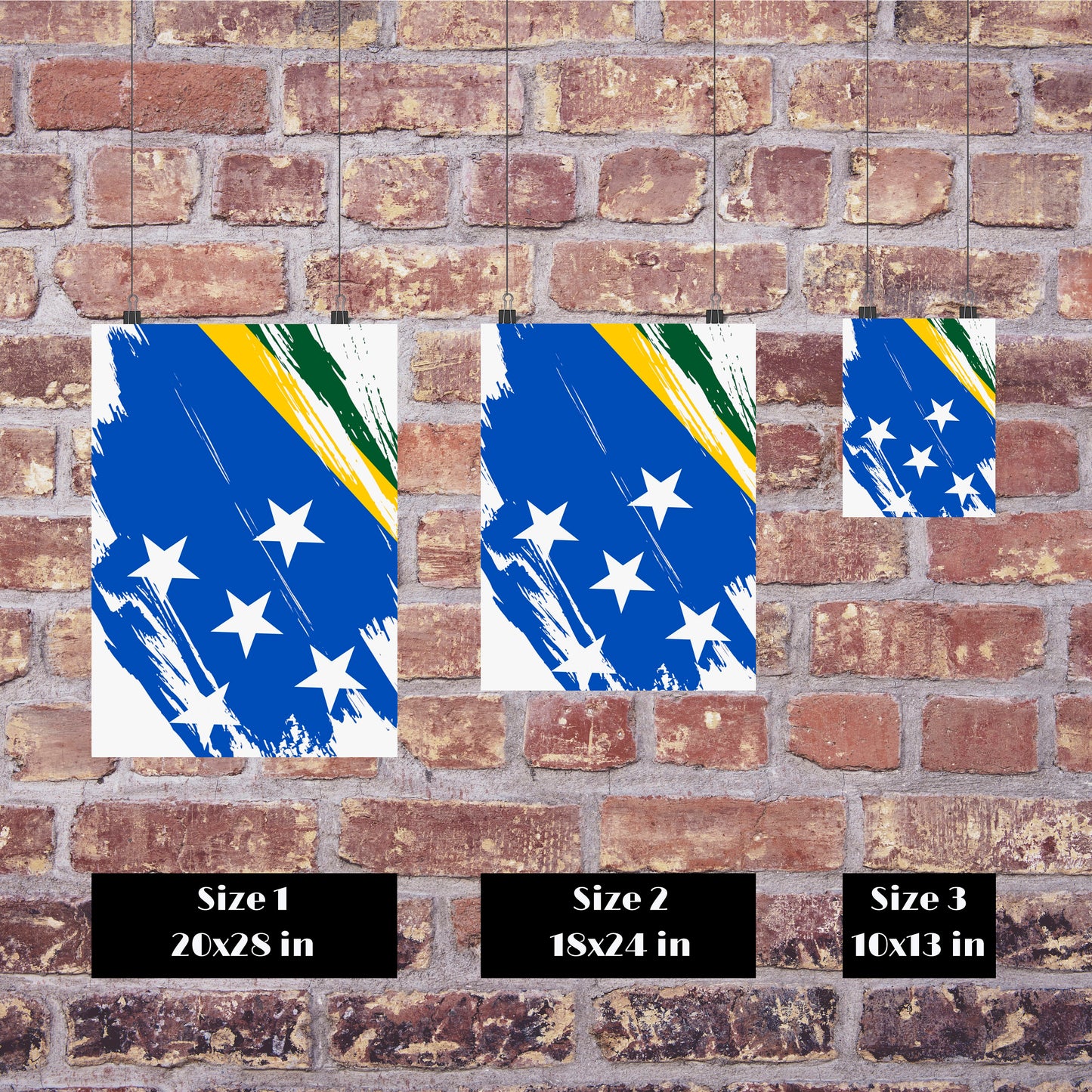 Solomon Islands Flag Print | Solomon Islands Poster | Solomon Islands Wall art print | Solomon Islands Home Decoration | Unframed