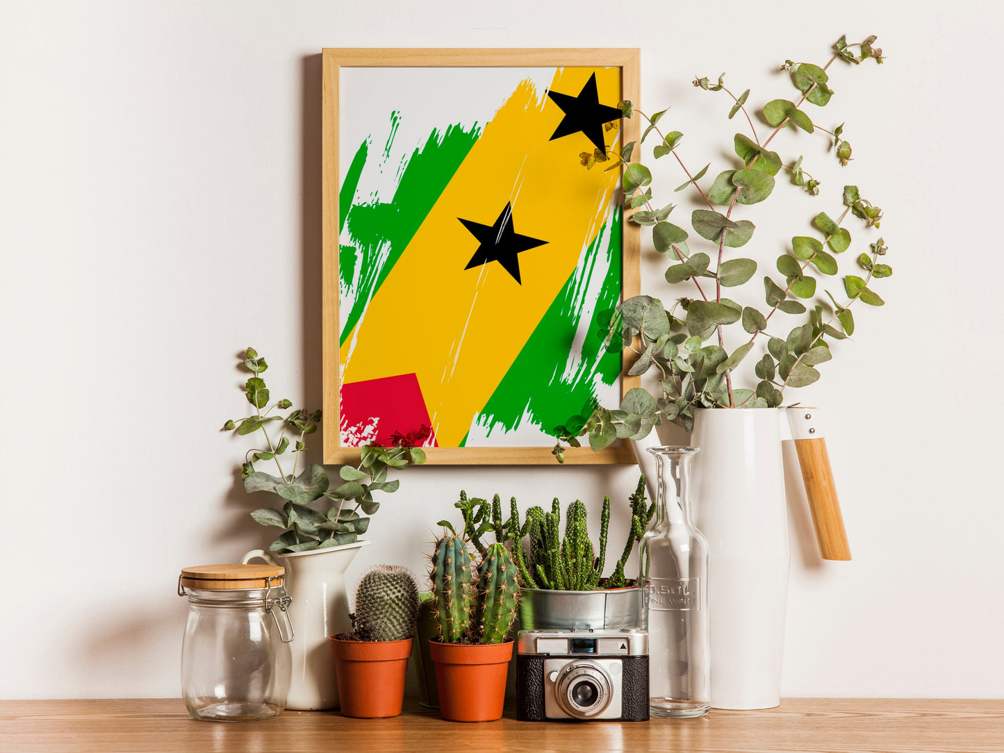 Sao Tome and Principe Flag Print | Sao Tome and Principe Poster | Sao Tome and Principe Wall art print | Unframed