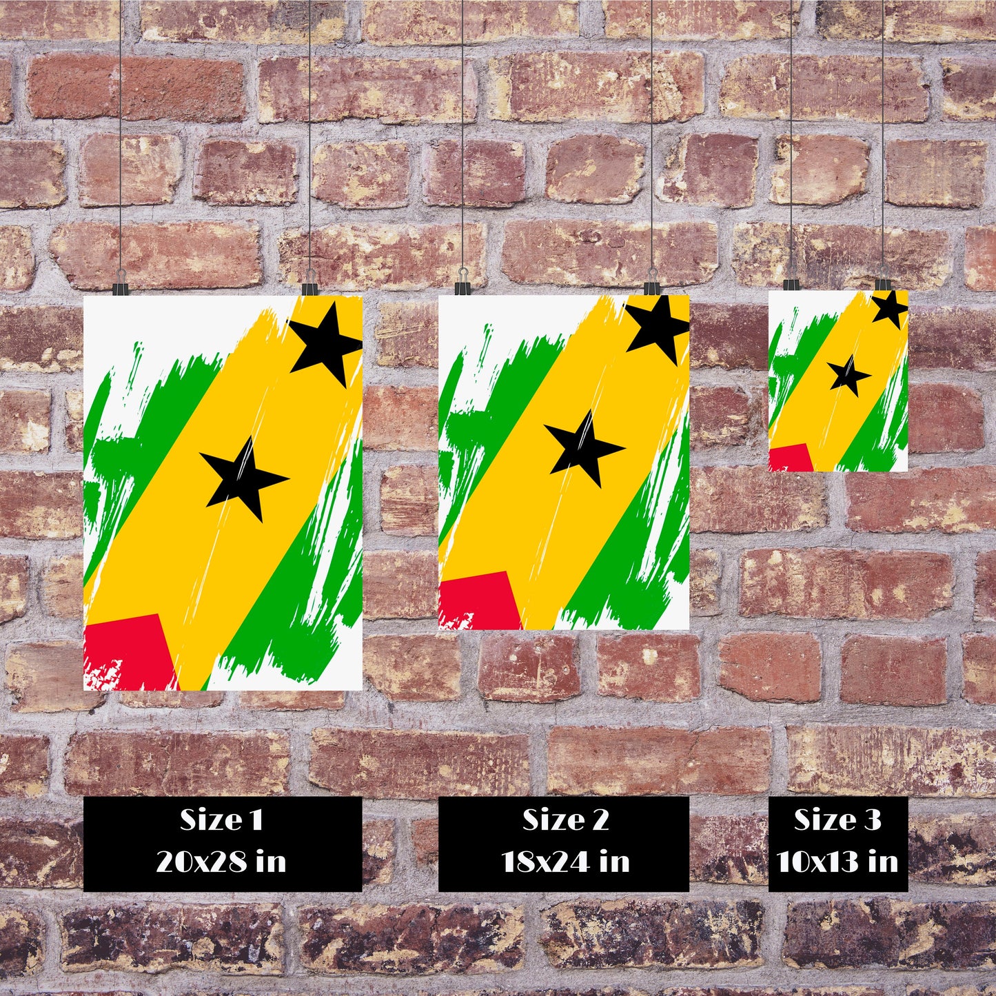 Sao Tome and Principe Flag Print | Sao Tome and Principe Poster | Sao Tome and Principe Wall art print | Unframed