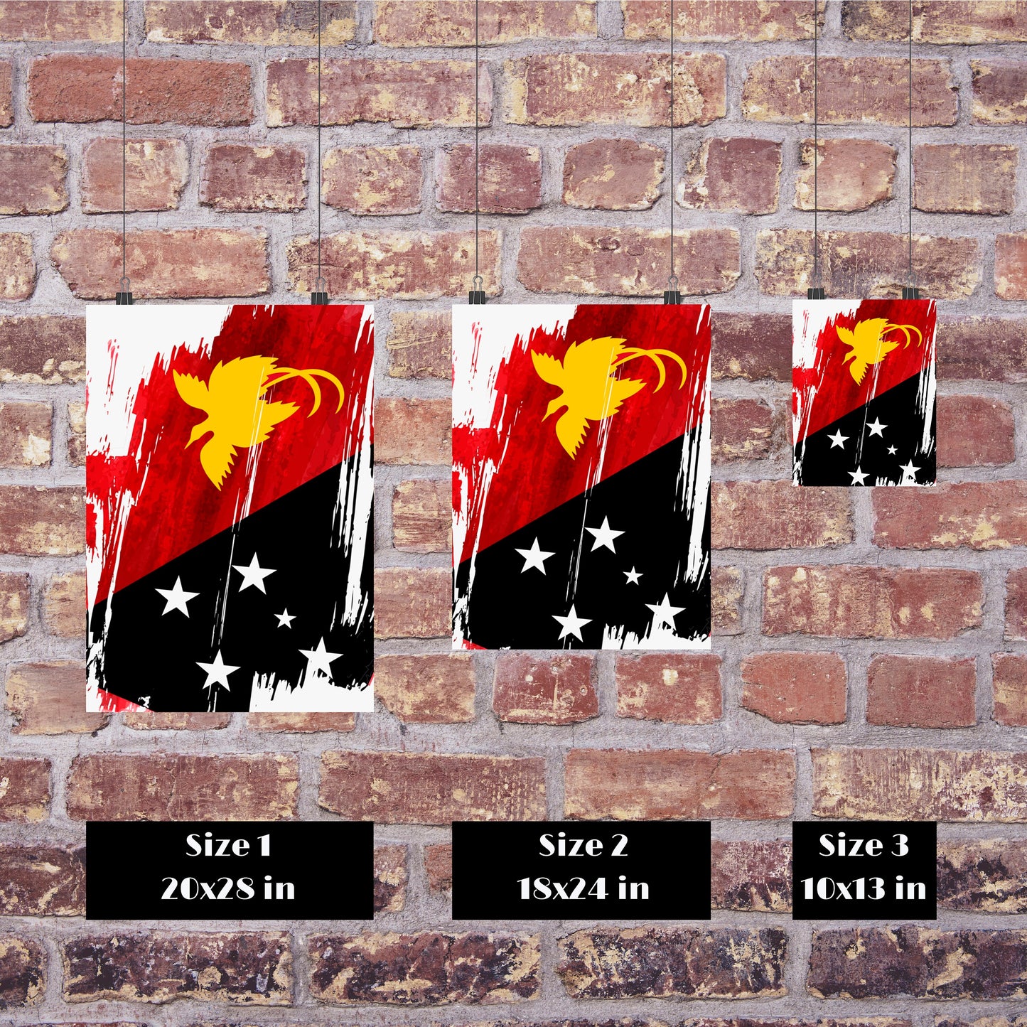 Papua New Guinea Flag Print | Papua New Guinea Poster | Papua New Guinea Wall art print | Papua New Guinea Home Decoration | Unframed