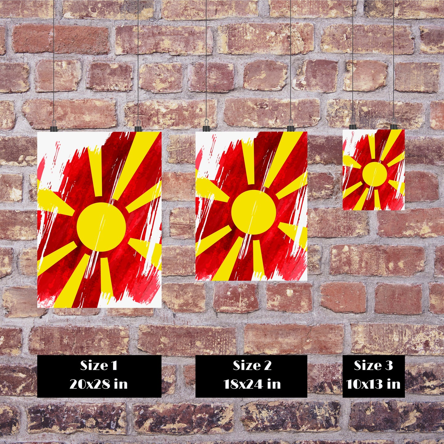 North Macedonia  Flag Print | North Macedonia  Poster | North Macedonia  Wall art print | North Macedonia  Home Decoration | Unframed