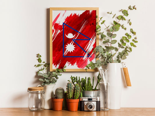 Nepal Flag Print | Nepal Poster | Nepal Wall art print | Nepal Home Decoration | Unframed