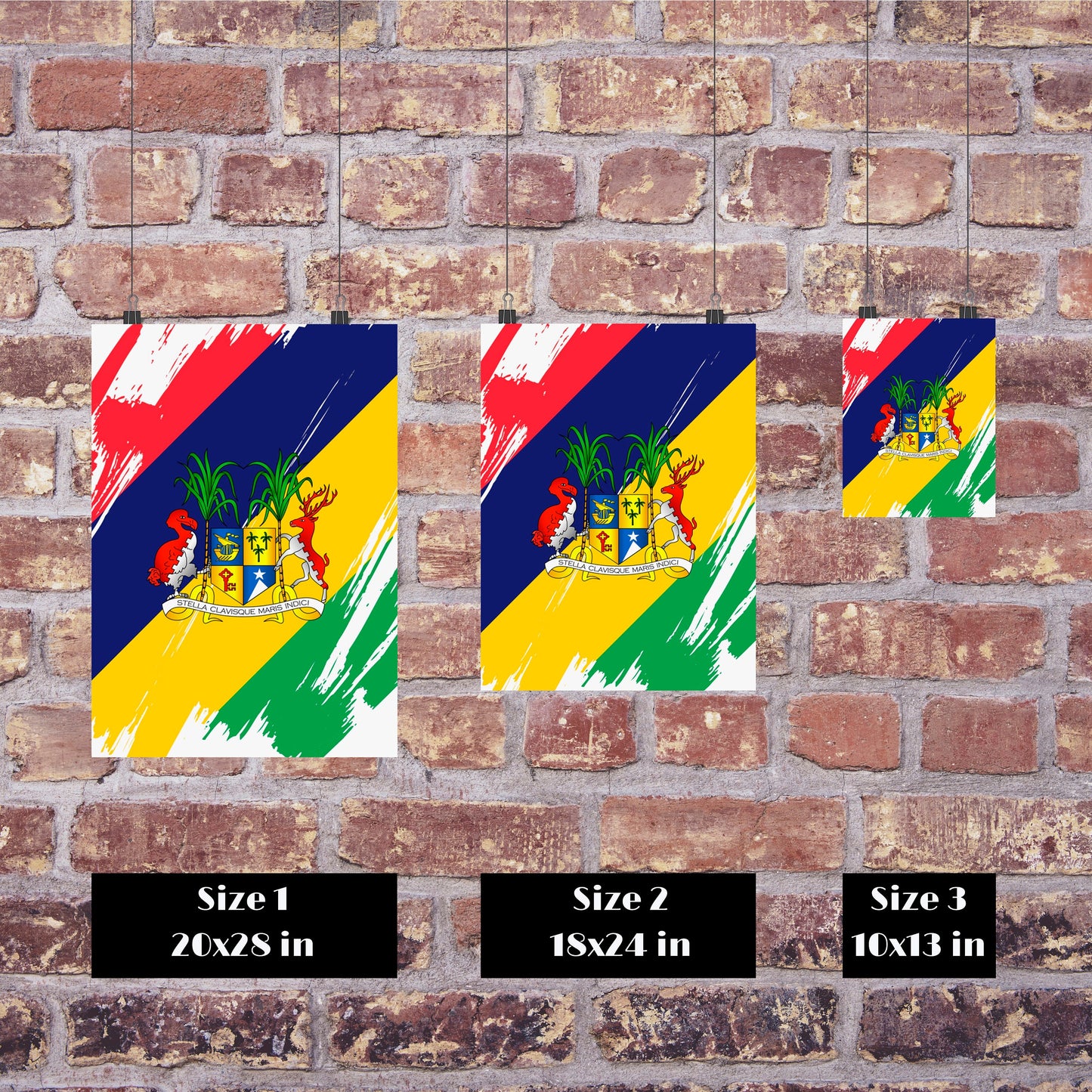 Mauritius Flag Print | Mauritius Poster | Mauritius Wall art print | Mauritius Home Decoration | Unframed