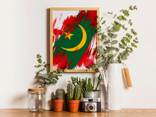 Mauritania Flag Print | Mauritania Poster | Mauritania Wall art print | Mauritania Home Decoration | Unframed