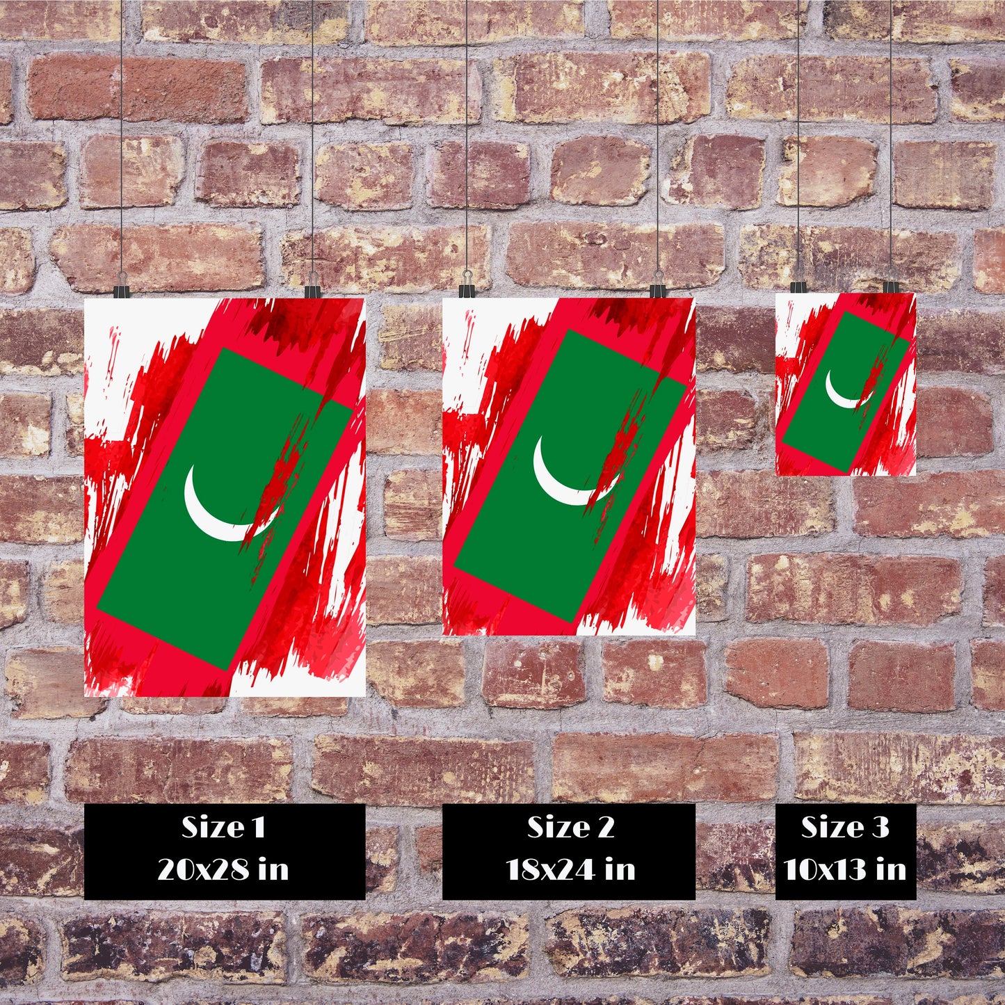 Maldives Flag Print | Maldives Poster | Maldives Wall art print | Maldives Home Decoration | Unframed