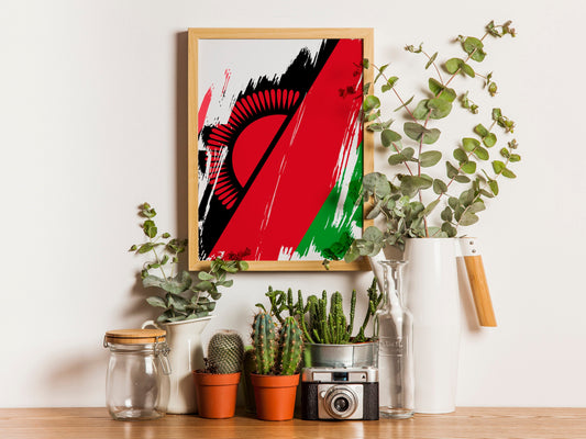 Malawi Flag Print | Malawi Poster | Malawi Wall art print | Malawi Home Decoration | Unframed