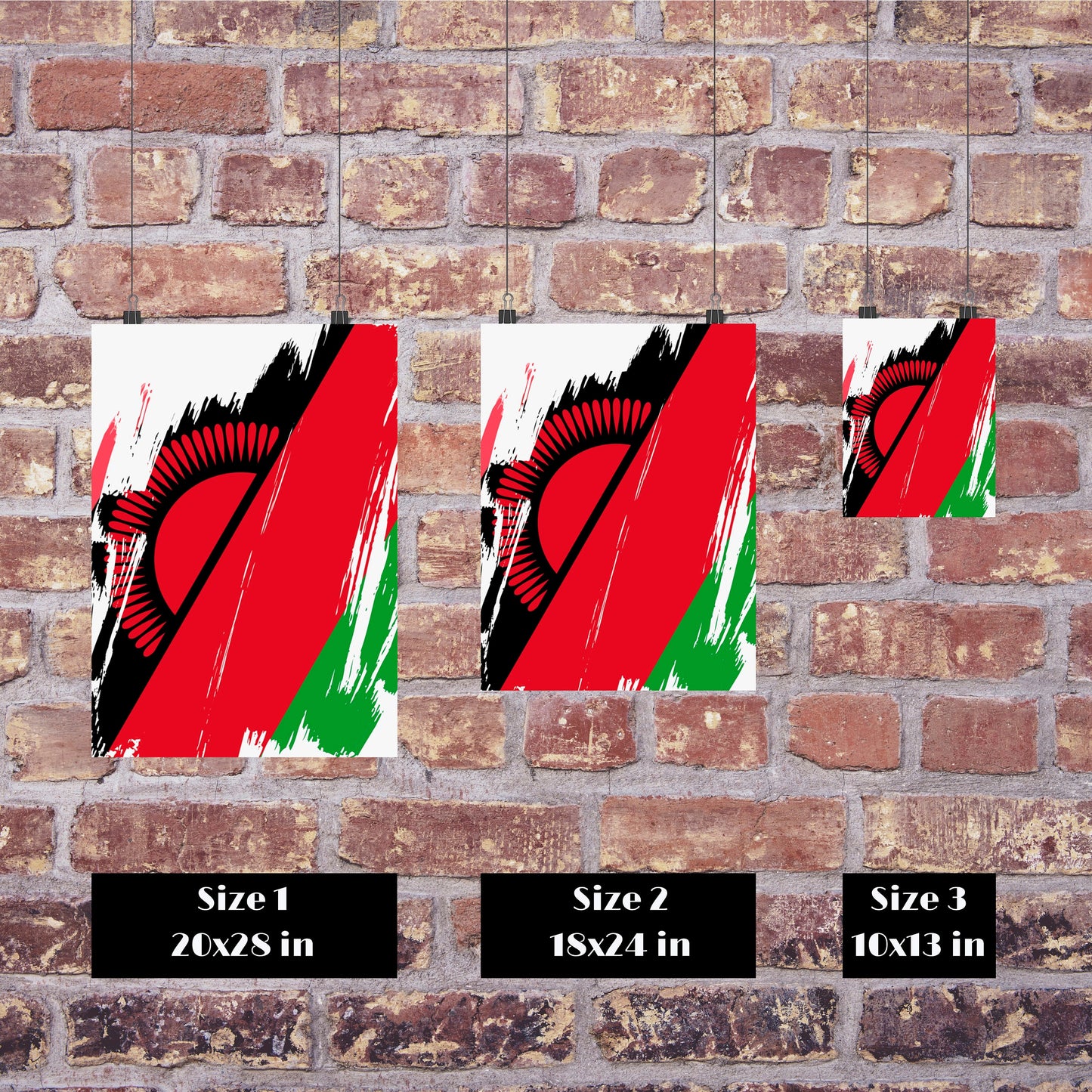 Malawi Flag Print | Malawi Poster | Malawi Wall art print | Malawi Home Decoration | Unframed