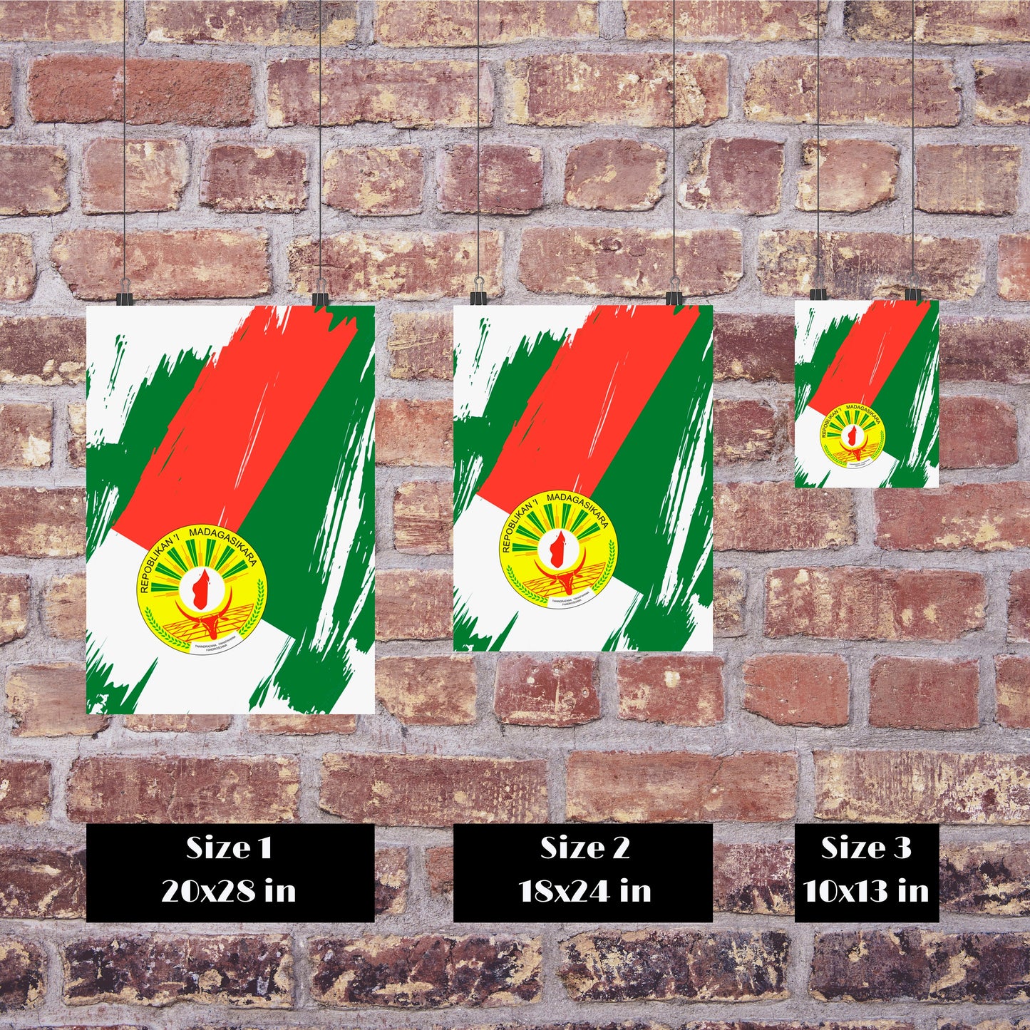 Madagascar Flag Print | Madagascar Poster | Madagascar Wall art print | Madagascar Home Decoration | Unframed