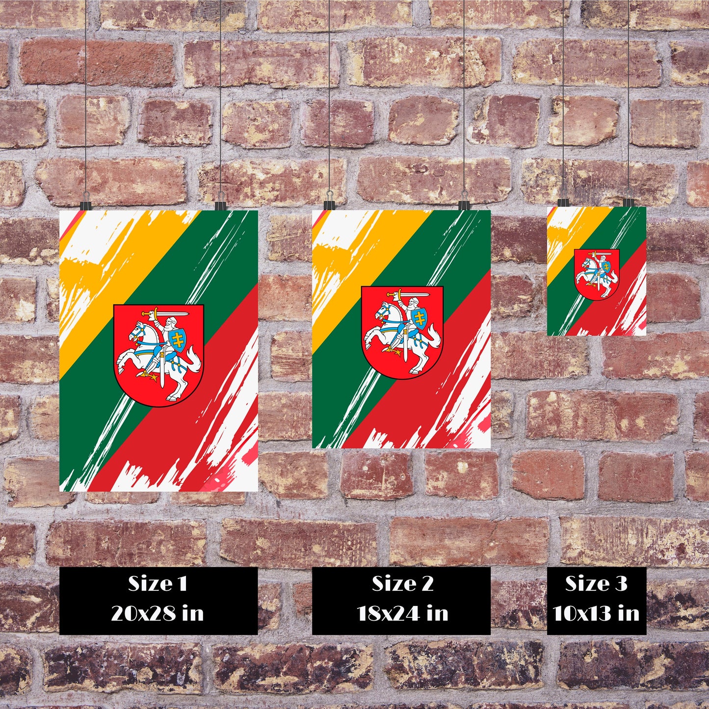 Lithuania Flag Print | Lithuania Poster | Lithuania Wall art print | Lithuania Home Decoration | Unframed